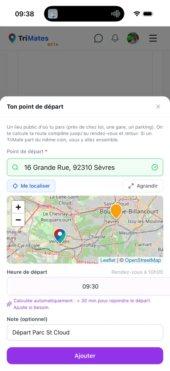 Your departure time is worked out